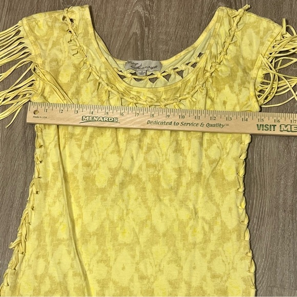 Y2K Vintage Havana Bright Yellow Fringe Women's Top Dress Size S Beach Festival‌ - Picture 4 of 7